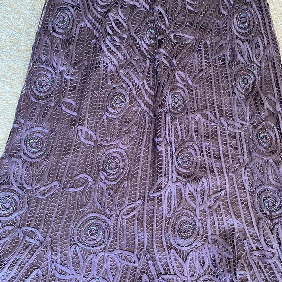 VINTAGE SOULMATES 100% Silk Purple Beaded Lace Slip On Maxi Length Dress Size XL - Picture 7 of 11